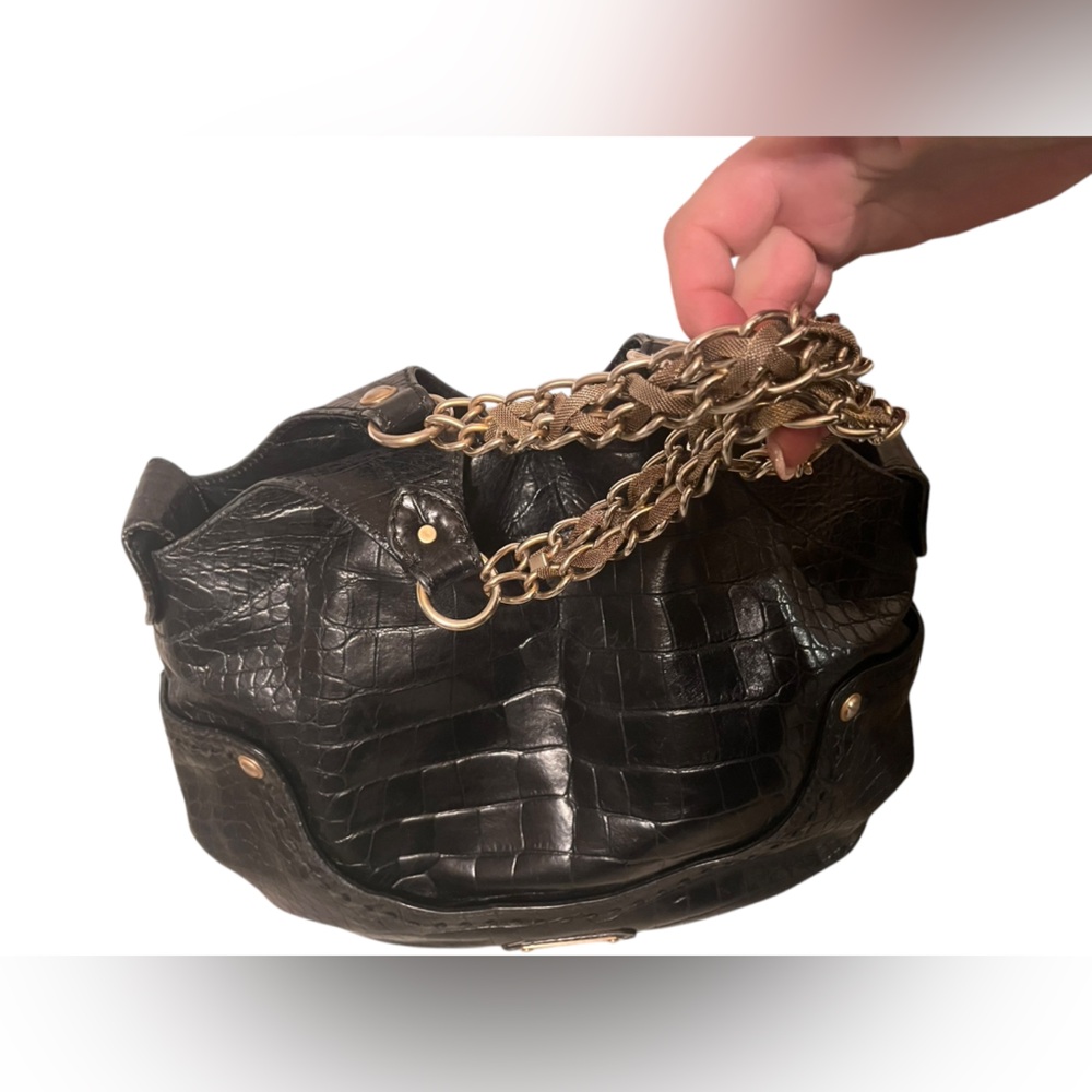 Versace Black Croc-Embossed Women's Bag - Picture 5 of 9